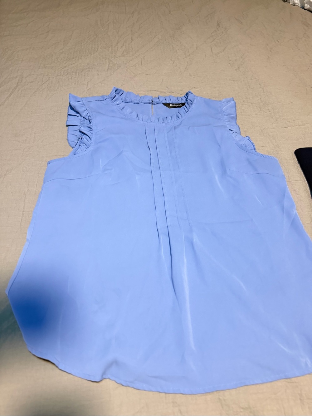 Light Blue Ruffle Sleeve Women's Top